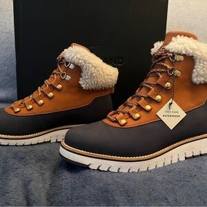 Cole Haan Tan and Black waterproof Boots